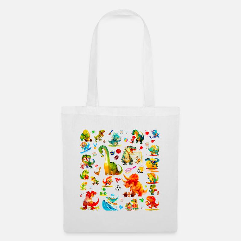 Cute Sports Dino Pattern, Dino Championship - Tote Bag - white