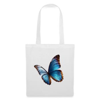 Leuchtender blauer Schmetterling Edles Natur Art - Stoffbeutel - Weiß - Vorne