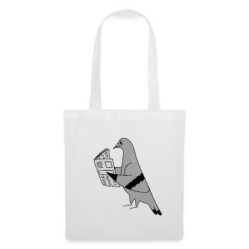 Pigeon Reading a Newspaper – Urban Minimal Illustr - Tote Bag - white - Front