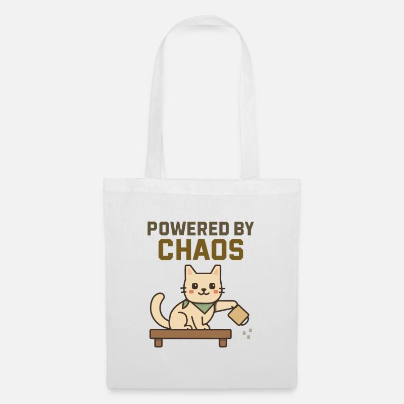 Propulsé par le Chaos - Chat Espiègle Renverse un café - Sac en tissu - blanc