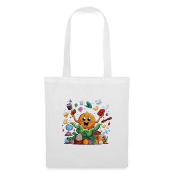 Orange joyeux dans le jardin d’herbes aromatiques - Sac en tissu - blanc - Devant