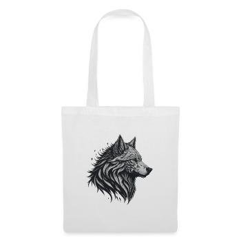 Geometrischer Schwarzer Wolf - Stoffbeutel - Weiß - Vorne