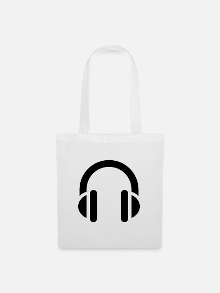 Musik und Rhythmus, Kopfhörer, Logo-Ohrhörer - Stoffbeutel - Weiß