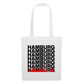 HAMBURG SKYLINE, HAMBURGLIEBE HAFENPANORAMA - Stoffbeutel - Weiß - Vorne