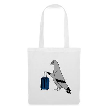 Pigeon with Suitcase – Minimal urban Illustration - Stoffbeutel - Weiß - Vorne