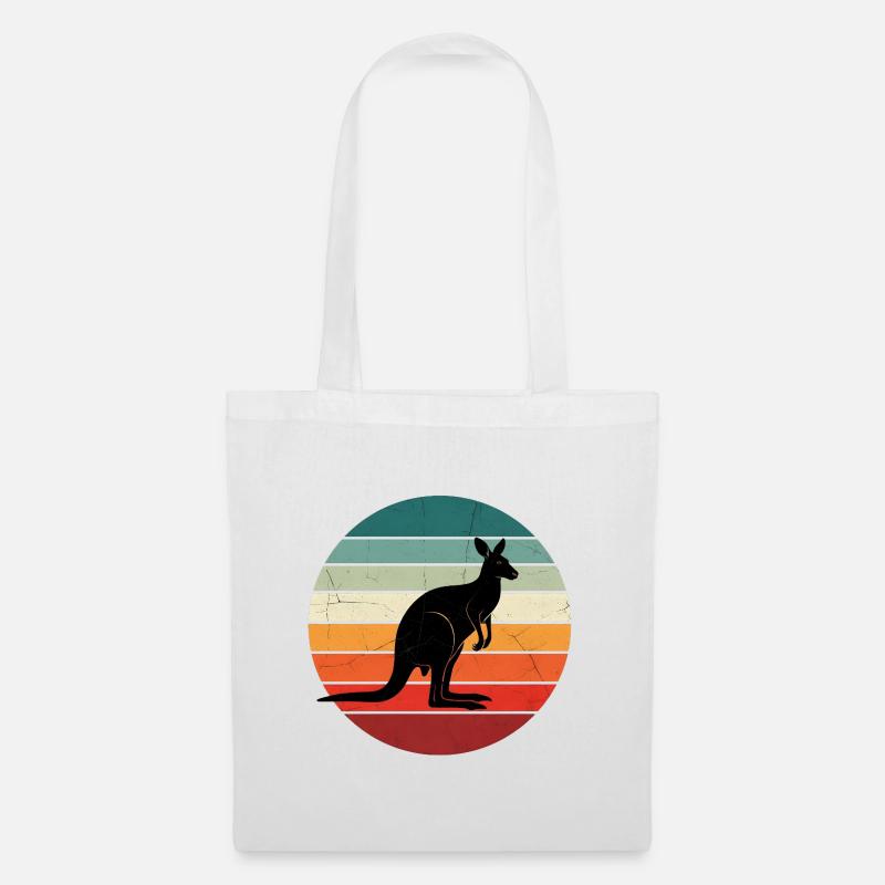 Känguru Retro Sonnenuntergang - Stoffbeutel - Weiß