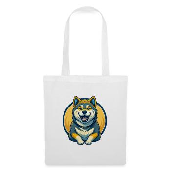 Akita Hund Kawaii Maskottchen Cartoon Clipart Logo Abzeichen - Stoffbeutel - Weiß - Vorne