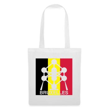 Atomium Brussels – Quadrat-Design mit belgischer Flagge - Stoffbeutel - Weiß - Vorne