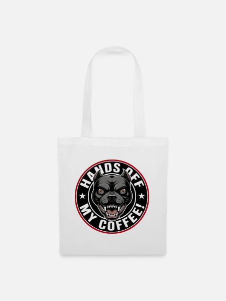 Halt mein Kaffee Hundemotiv - Stoffbeutel - Weiß