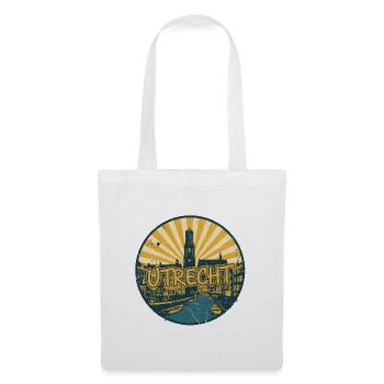 Utrecht City Skyline Retro Vintage-Abzeichen - Stoffbeutel - Weiß - Vorne