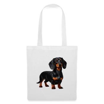 Black & Tan Dackel – Wursthund - Stoffbeutel - Weiß - Vorne