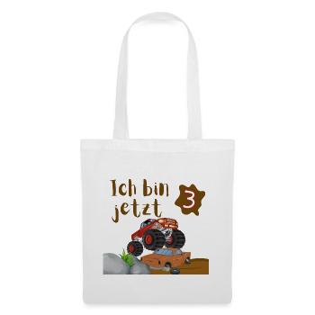 I'm Now 3 – Monster Truck Birthday Shirt - Tote Bag - white - Front