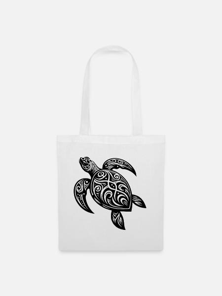 Tribal Schildkröte Mystische Natur und Geometrie - Stoffbeutel - Weiß