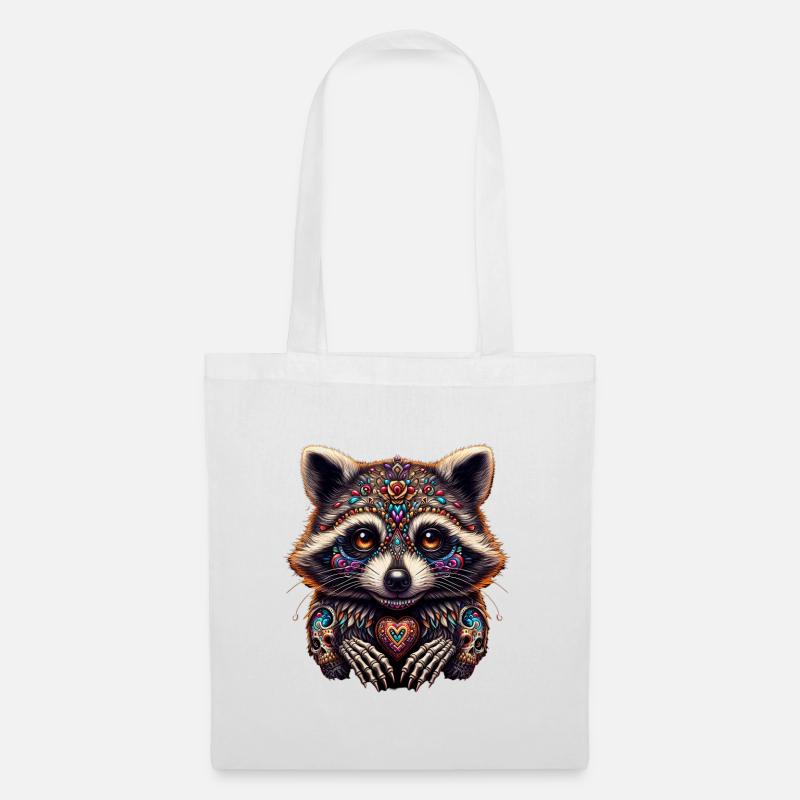 Waschbär am Dia de los muertos - Stoffbeutel - Weiß