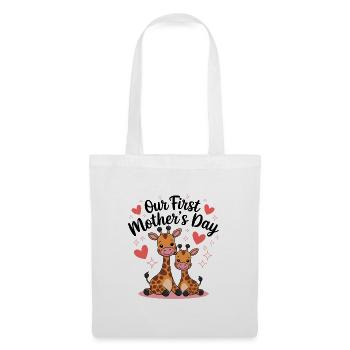 Premier duo girafes de la fête des mères - Sac en tissu - blanc - Devant