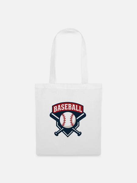 Baseball Emblem Schild mit Ball - Stoffbeutel - Weiß