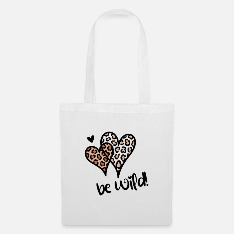 Be Wild Leopard Hearts - Tote Bag - white