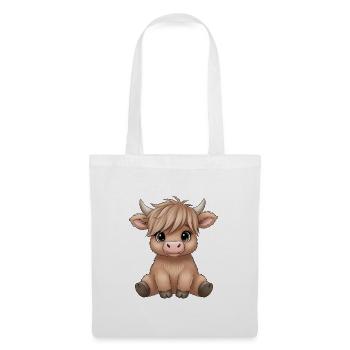 Bébé vache avec poney en poney - Sac en tissu - blanc - Devant