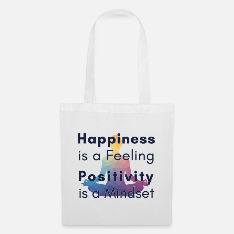 Happiness is a Feeling Positivity is a Mindset - Sac en tissu - blanc