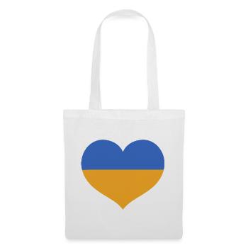 Flaggenherz in den Farben der Ukraine - Stoffbeutel - Weiß - Vorne