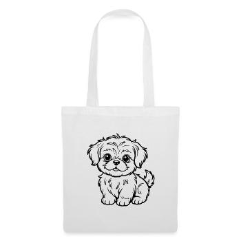 Cuddly Dog Line Drawing - Tote Bag - white - Front