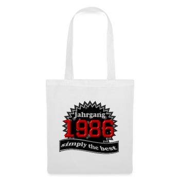 Jahrgang 1986 , 40. Geburtstag - Stoffbeutel - Weiß - Vorne