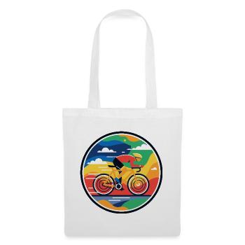 Motif de vitesse à vélo explosif de cycliste sur route en couleur - Sac en tissu - blanc - Devant
