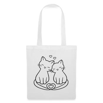 Amour de couple de chats mignons | Douce Romance - Sac en tissu - blanc - Devant