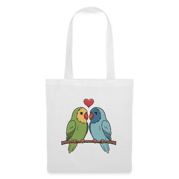 Adorables tourtereaux se mettent en couple avec du cœur - Sac en tissu - blanc - Devant