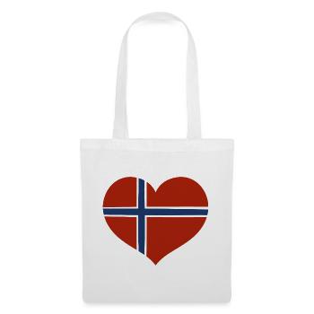 Norwegisches Flaggenherz - Stoffbeutel - Weiß - Vorne