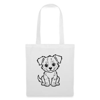 Liebenswerter Hunde-Puppy Linienstil - Stoffbeutel - Weiß - Vorne