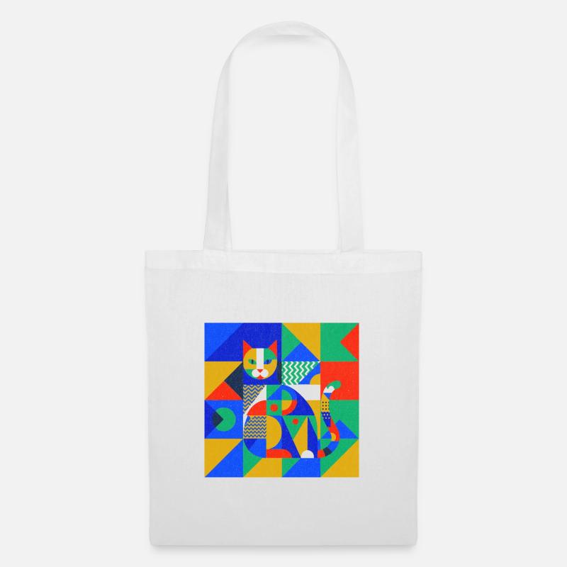Geometric Cat Mosaic - Tote Bag - white