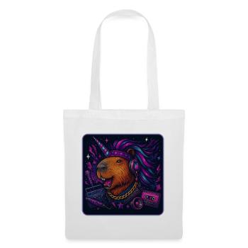 Capybara Einhorn Retro DJ - Stoffbeutel - Weiß - Vorne