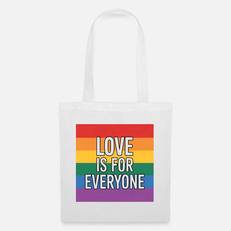 Love is for Everyone - Antifa Rainbow Tee - Stoffbeutel - Weiß