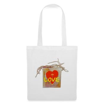 Herz  Liebe Valentinstag  - Stoffbeutel - Weiß - Vorne