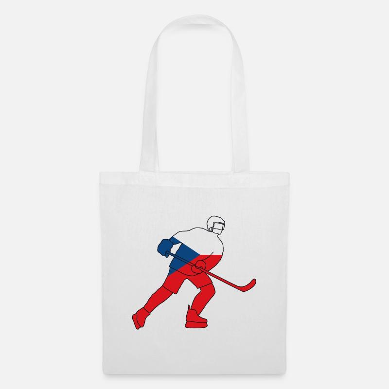 Eishockeyspieler mit tschechischer Flagge - Stoffbeutel - Weiß