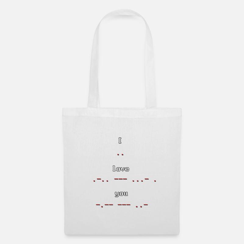Retro Pixel Art Morse Code I Love you - Stoffbeutel - Weiß