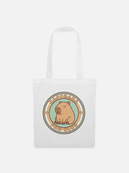 Capybara Fanclub-Emblem - Stoffbeutel - Weiß