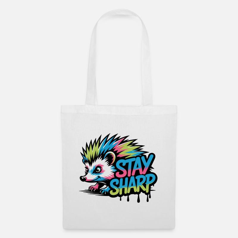 Stay Sharp Hedgehog Neon - Tote Bag - white