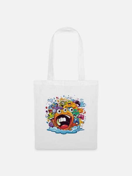 Kunterbunte Monsterbande Splash - Stoffbeutel - Weiß