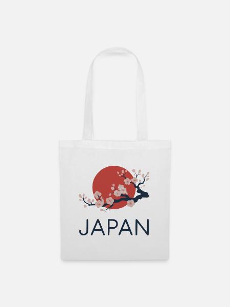 Japan Kirschblüte Minimal - Stoffbeutel - Weiß
