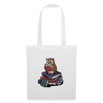 Bookworm Owl Bird Reading Books Art - Tote Bag - white - Front