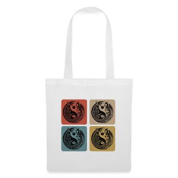 Yin Yang Drache und Phönix - Stoffbeutel - Weiß - Vorne