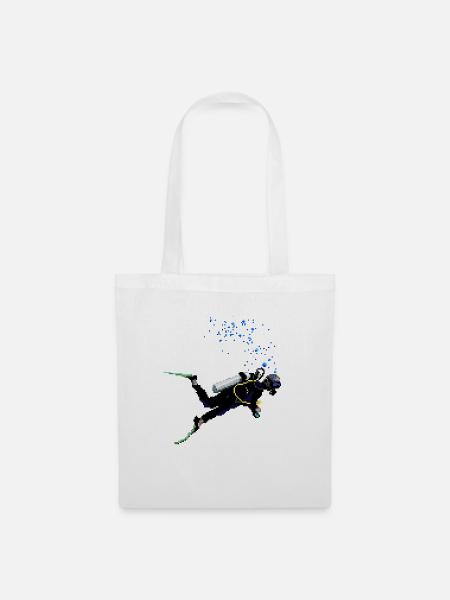 Retro Pixel Art Scuba Diver - Stoffbeutel - Weiß
