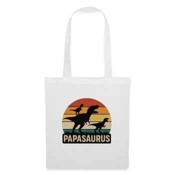 Papasaurus Dino Retro Sonnenuntergang - Stoffbeutel - Weiß - Vorne