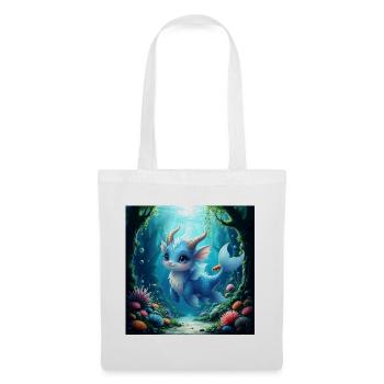 Wasserblauer Drache - Stoffbeutel - Weiß - Vorne