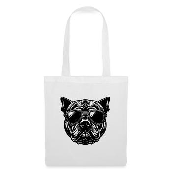 Bulldogge mit Sonnenbrille - Stoffbeutel - Weiß - Vorne