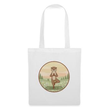 Yoga Loutre Animal faisant la posture de l’arbre - Sac en tissu - blanc - Devant