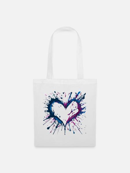 Von Key West inspirierte Heart dark - Stoffbeutel - Weiß