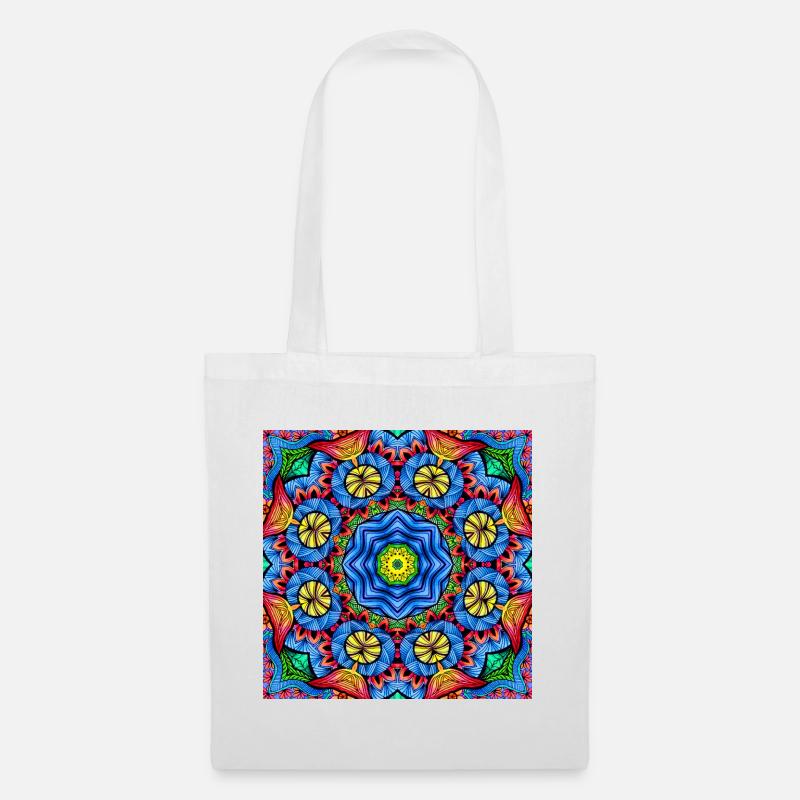 Kaleidoskop Mandala Farbfeuer - Stoffbeutel - Weiß